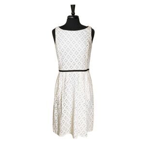 Ralph Lauren Women's Ivory Black Floral Lace Sheath Dress Pockets Old Money 10